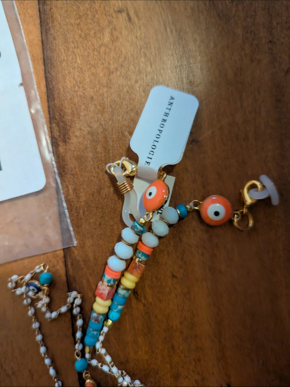 NWT Anthropologie Orange Beaded Glasses Chain - Multicolor